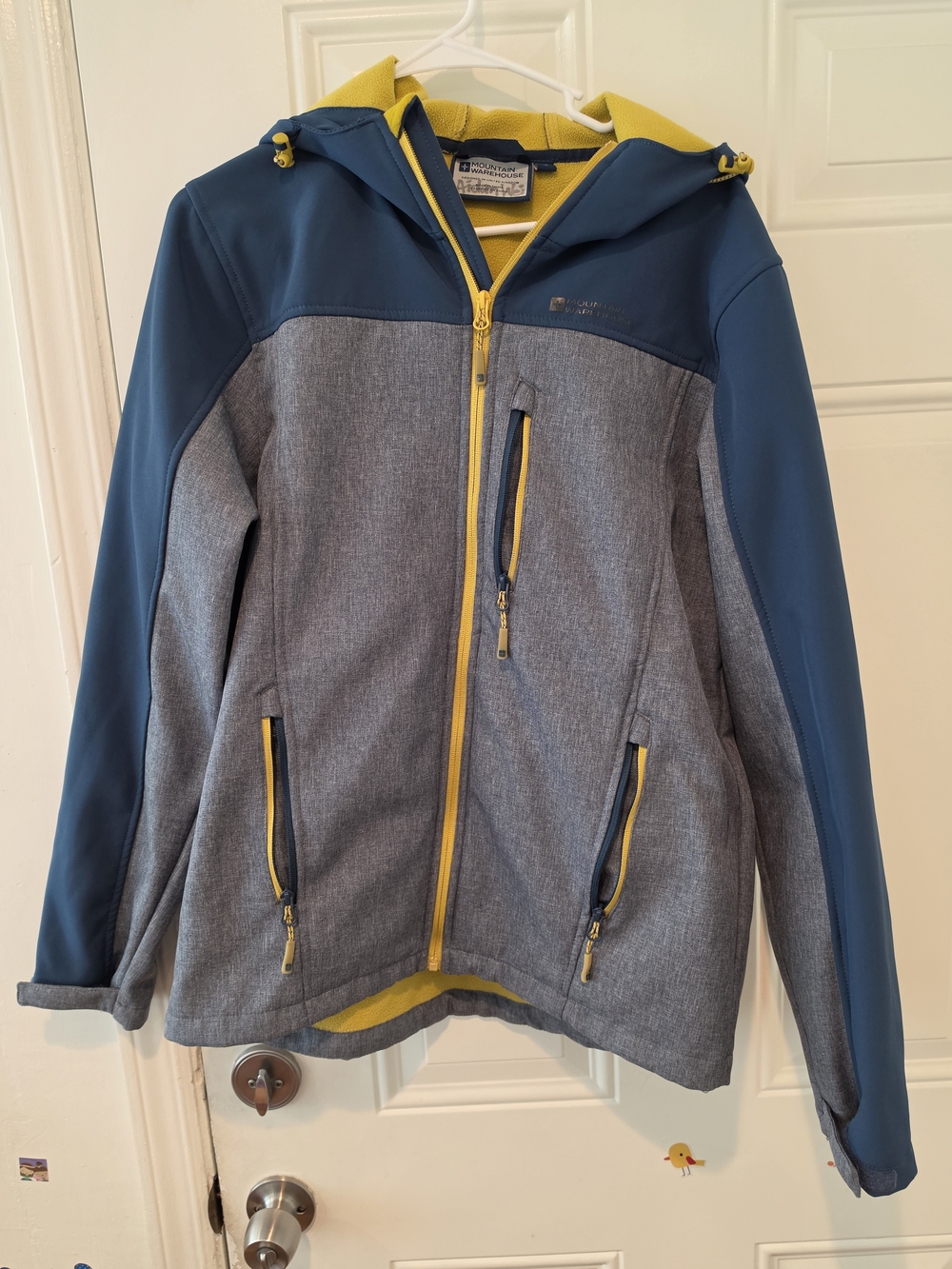 Mountain Warehouse Blue & Gray Softshell Jacket with Yellow Trim